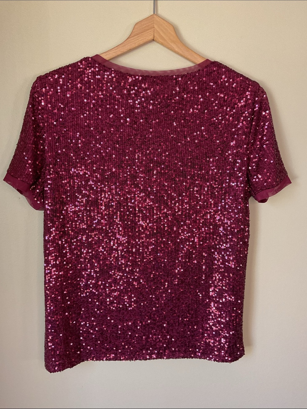 Anne Klein Burgundy Sequin Short Sleeve Top Size M NWT - Picture 4 of 4